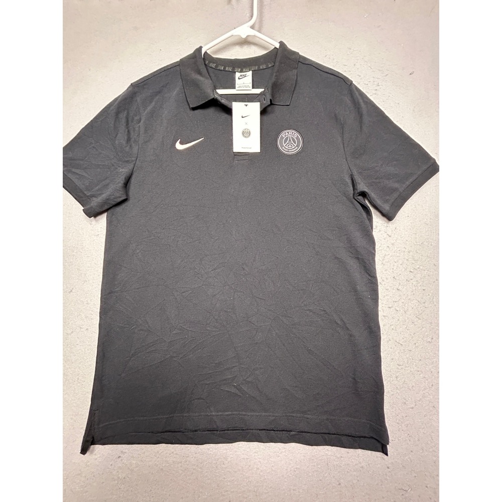 Nike PSG Polo Shirt 100% Cotton Black Large Mens